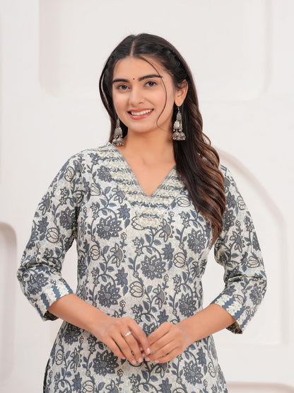 Cotton Printed Straight Kurta Set