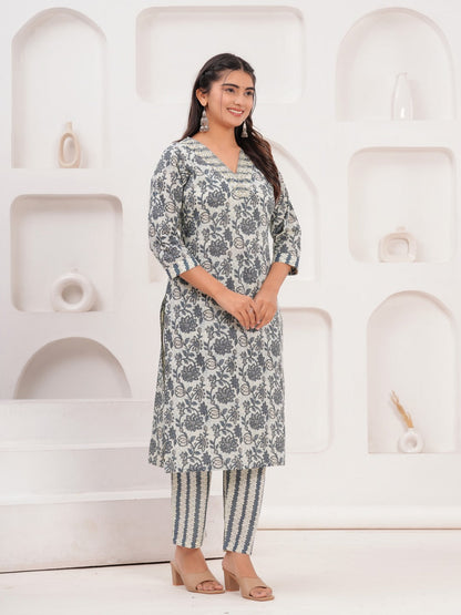 Cotton Printed Straight Kurta Set