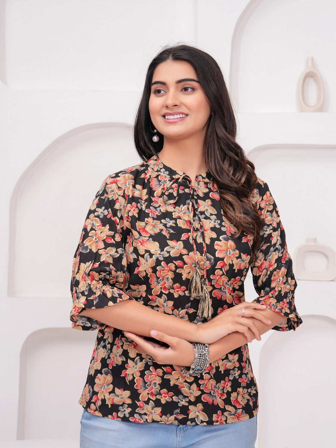 Kbz rayon foil print top – wholesale manufacturer & exporter from India
