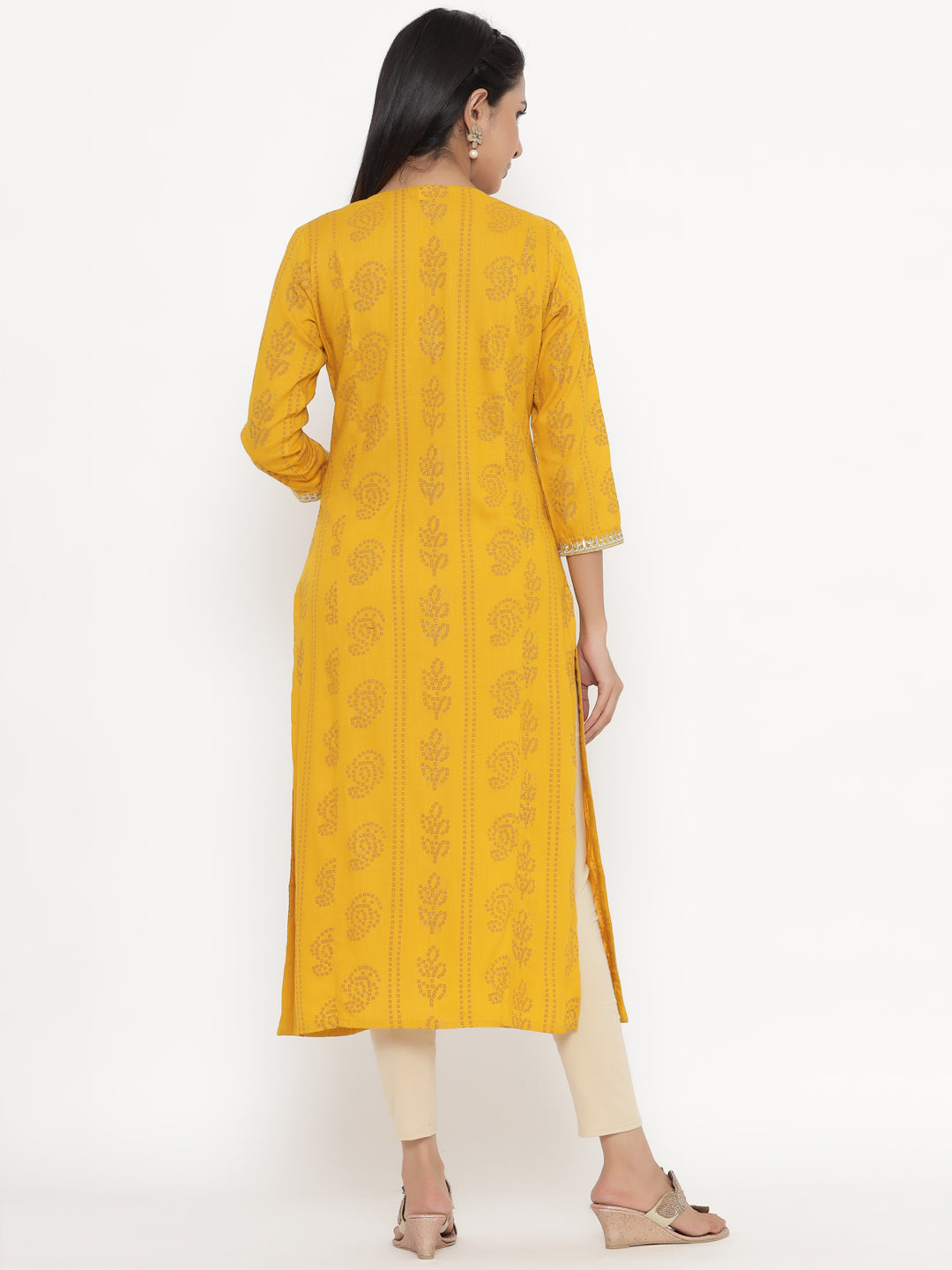 Rayon Bandhni Print Straight Kurta