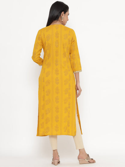 Rayon Bandhni Print Straight Kurta
