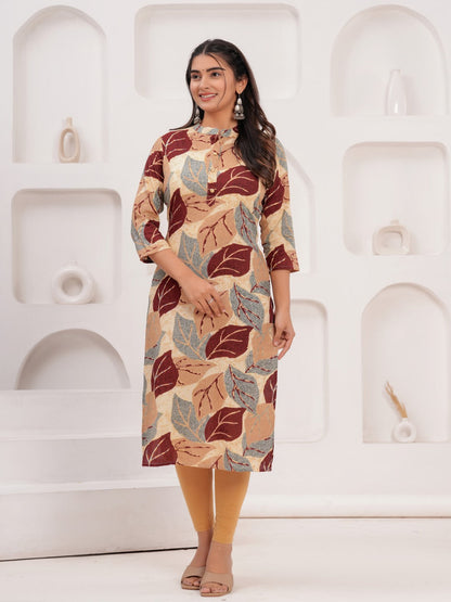 Printed Rayon Straight Kurta