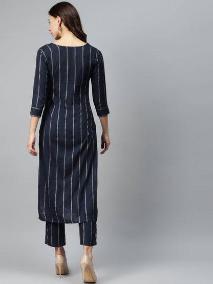 Viscose Rayon Round Neck 3/4 Sleeve Printed Kurta Set
