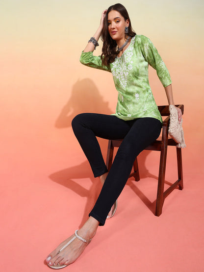 Straight Embroidered Viscose Rayon Tunic