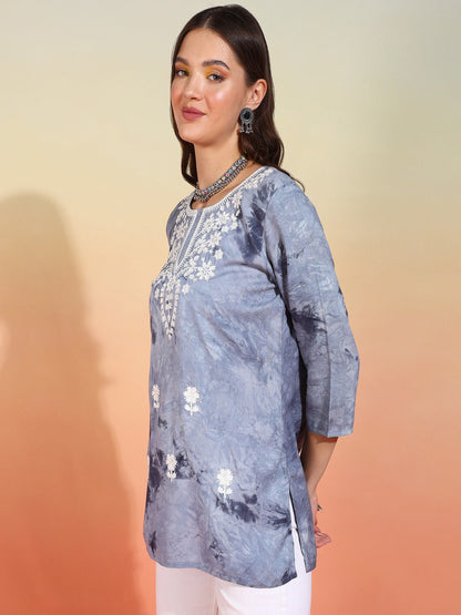 Straight Embroidered Viscose Rayon Tunic