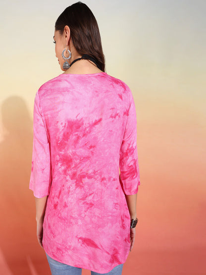 Straight Embroidered Viscose Rayon Tunic