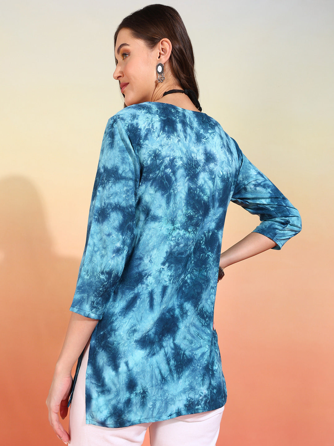 Straight Embroidered Viscose Rayon Tunic