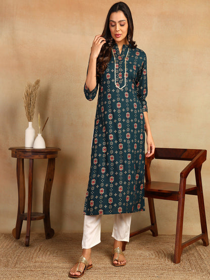 Straight Printed Viscose Rayon Kurta