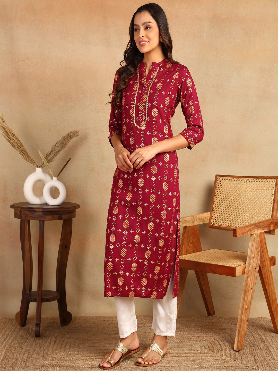 Straight Printed Viscose Rayon Kurta