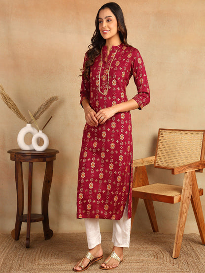 Straight Printed Viscose Rayon Kurta