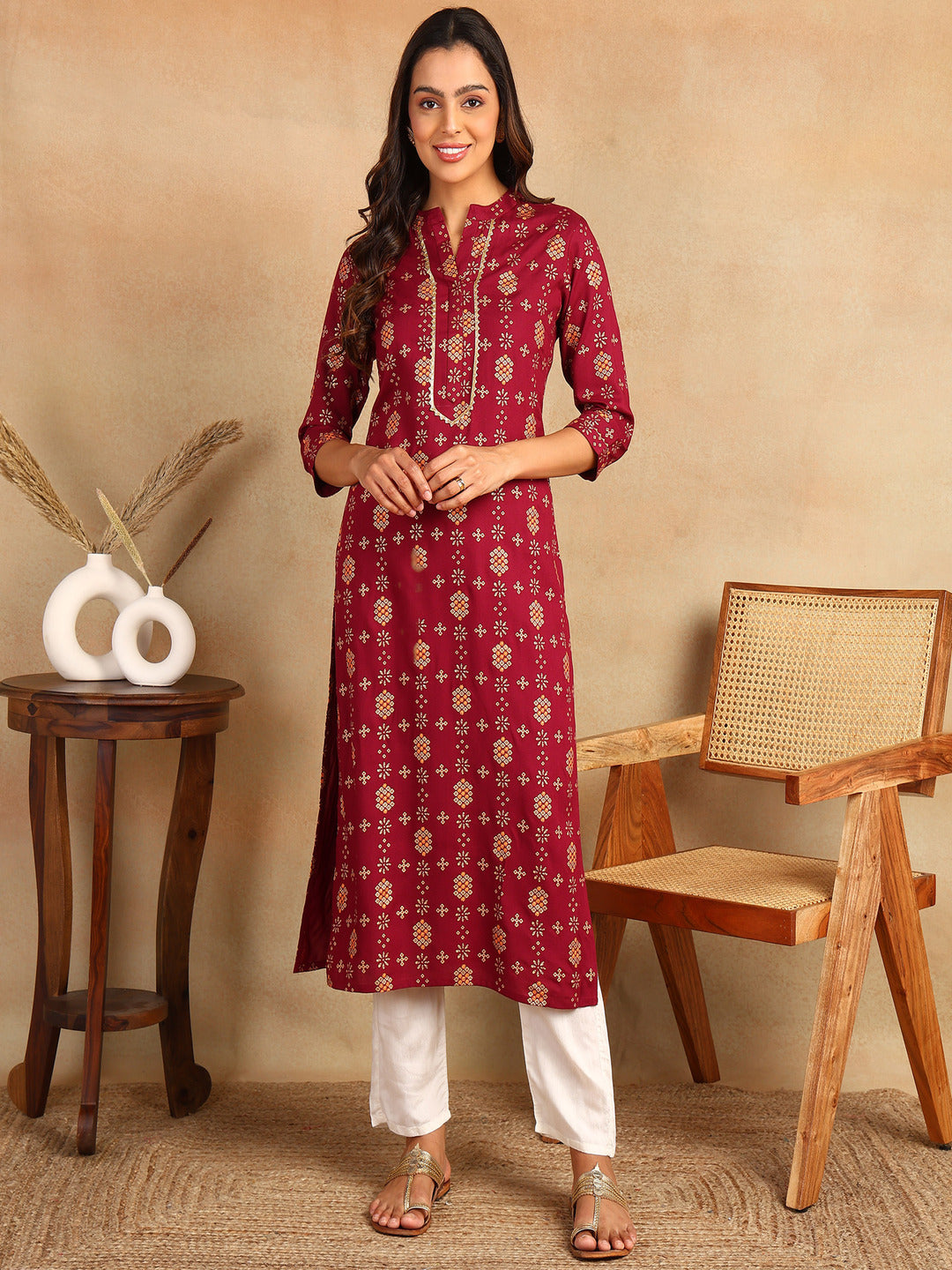 Straight Printed Viscose Rayon Kurta