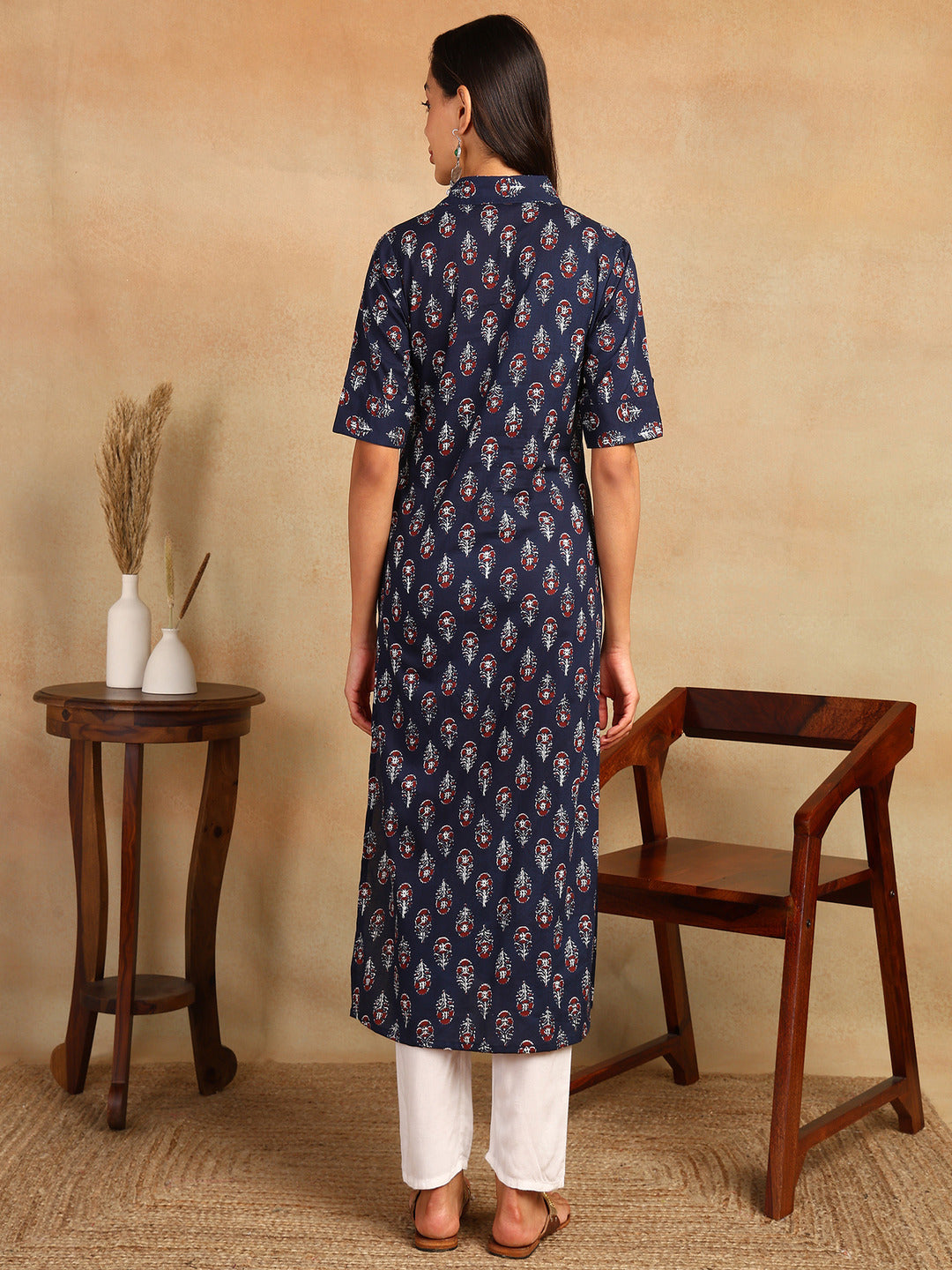 Frontslit Printed Viscose Rayon Kurta