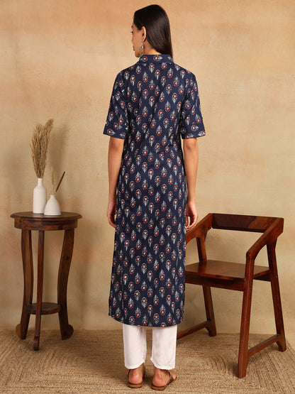 Frontslit Printed Viscose Rayon Kurta