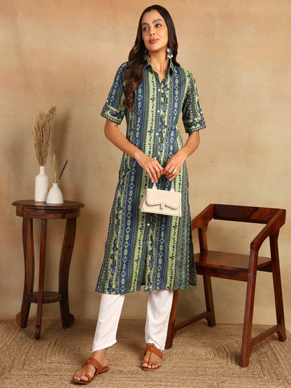 Mokshi green rayon printed kurta – wholesale manufacturer & exporter from India