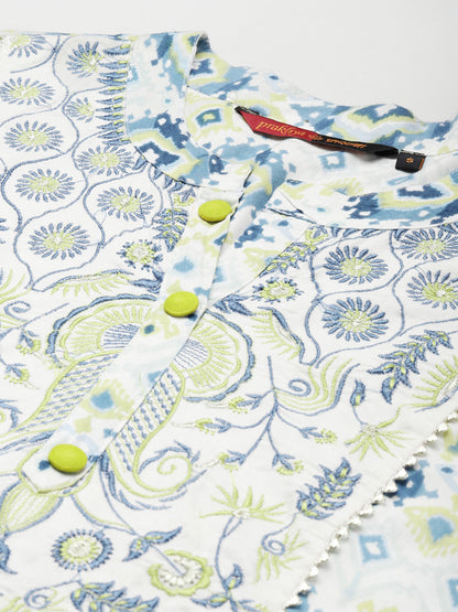 Embroidered Long A-Line Rayon Kurta Set With Dupatta