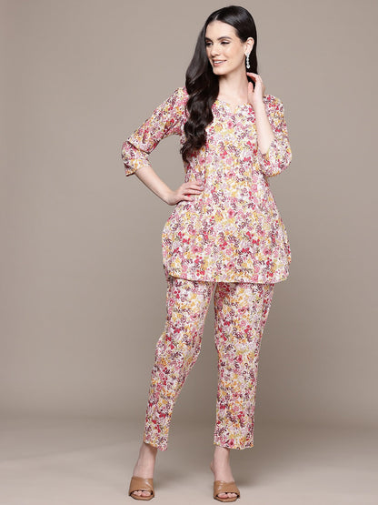 Straight Style Cotton Fabric Multi Color Co-Ord Set