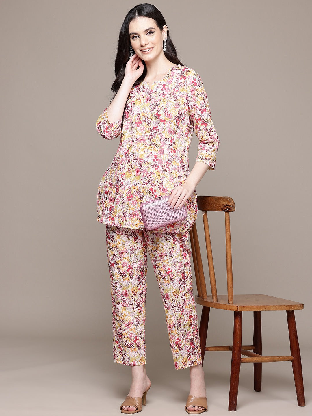 Straight Style Cotton Fabric Multi Color Co-Ord Set