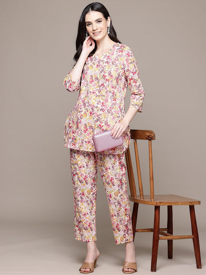 Straight Style Cotton Fabric Multi Color Co-Ord Set