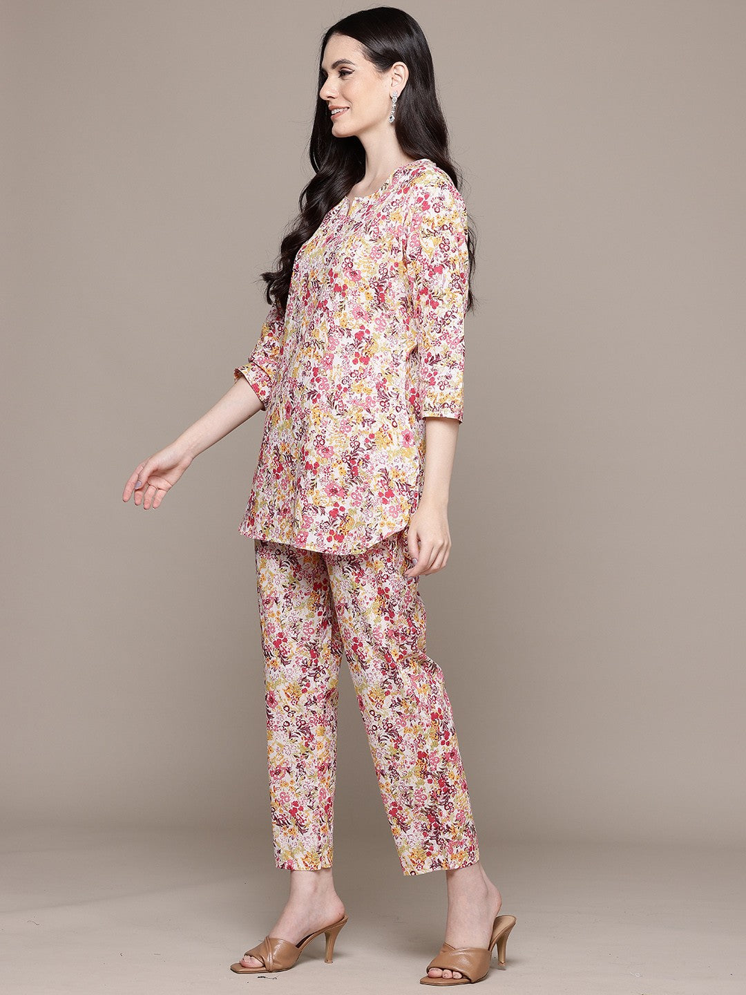 Straight Style Cotton Fabric Multi Color Co-Ord Set