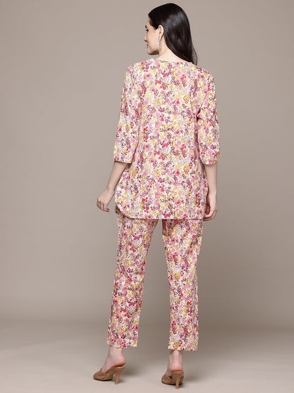 Straight Style Cotton Fabric Multi Color Co-Ord Set