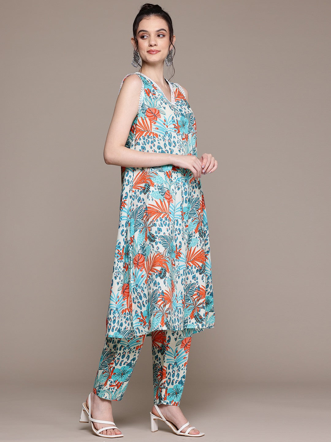 A Line Style Cotton Fabric Blue Color Co-Ord Set