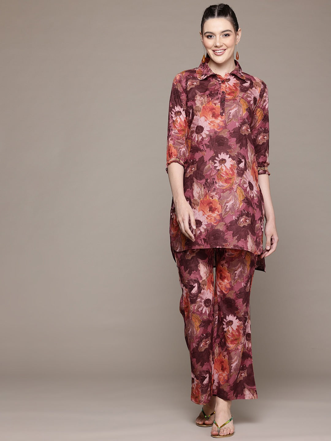 Straight Style Cotton Fabric Multi Color Co-Ord Set