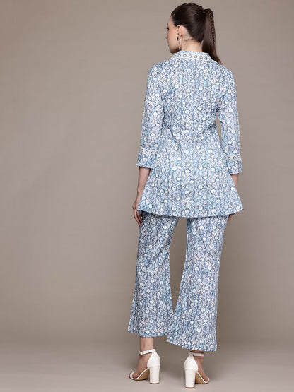 A Line Style Cotton Fabric Grey Color Co-Ord Set