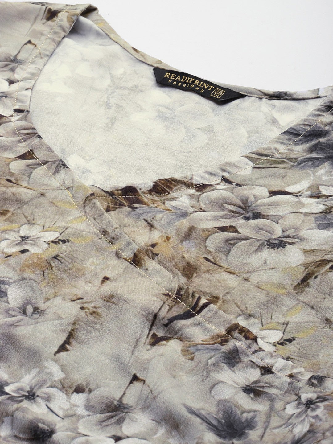 Frock Style Crepe Fabric Beige Color Co-Ord Set