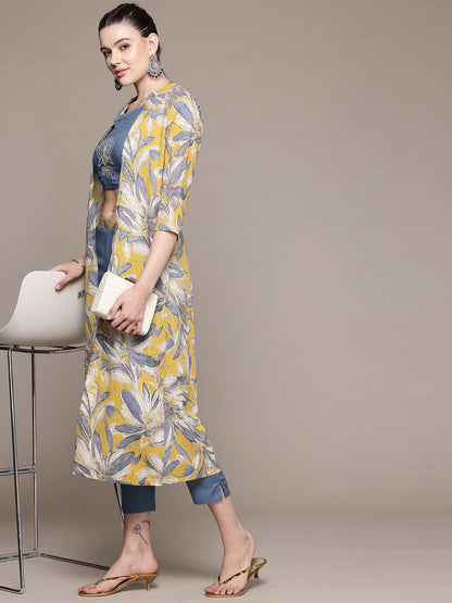 Straight Style Cotton Fabric Grey Color Co-Ord Set