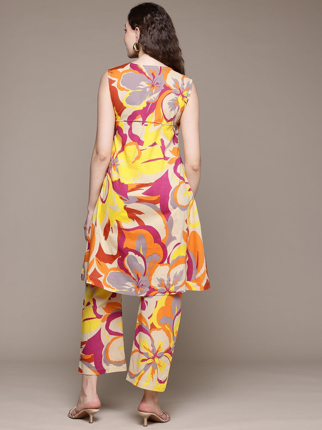 Kimono Style Cotton Fabric Multi Color Co-Ord Set