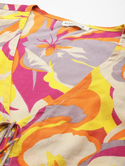 Kimono Style Cotton Fabric Multi Color Co-Ord Set