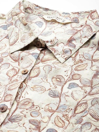 A Line Style Silk Fabric Grey Color Floral Printed Top With Belt And Bottom