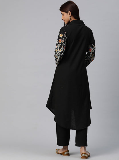 Embroidered Kurta & Trouser (Black)
