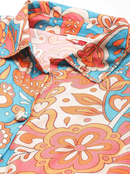 Printed Kurta & Trouser (Blue)