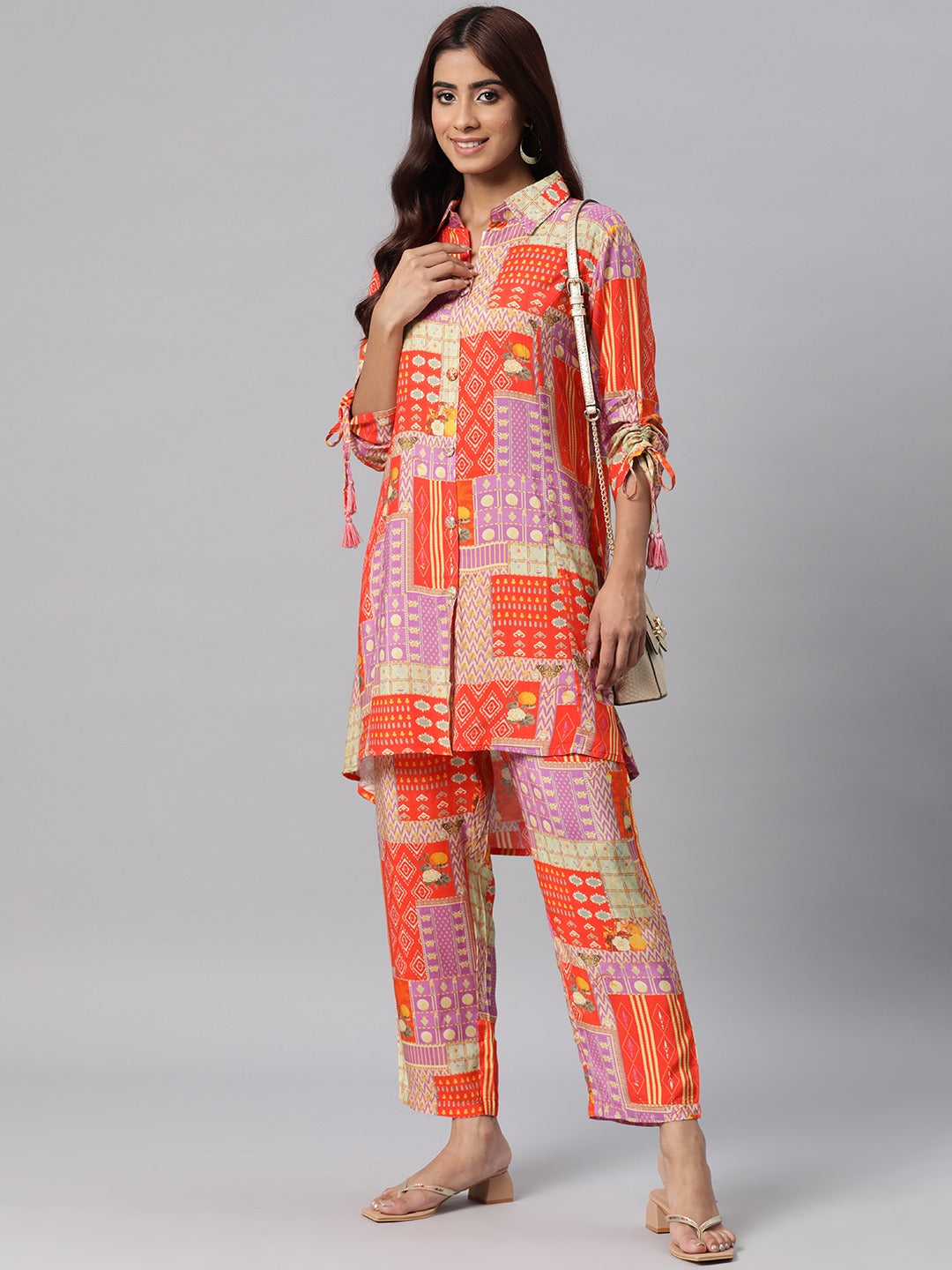 Printed Kurta With Palazzo (Orange)
