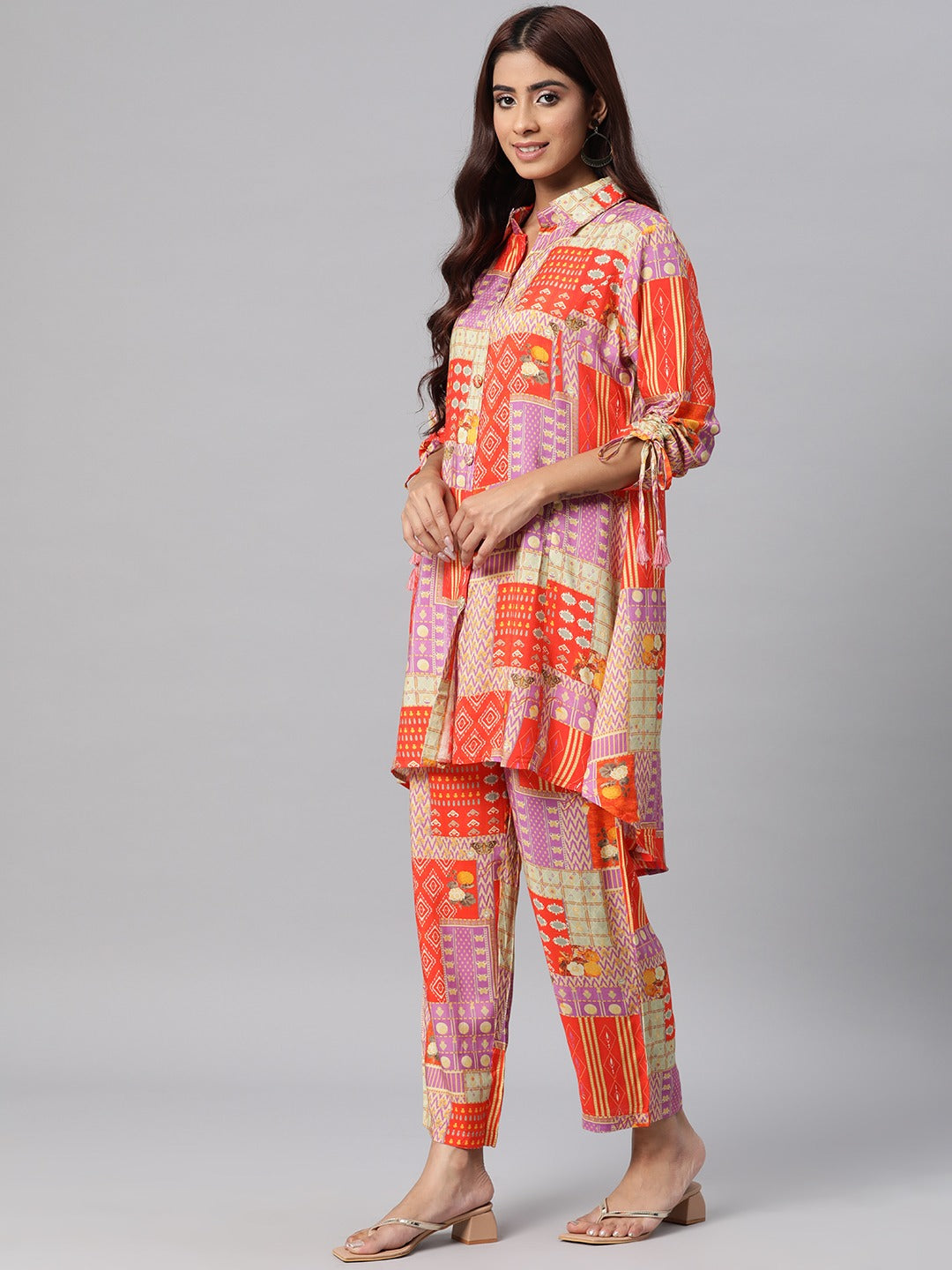 Printed Kurta With Palazzo (Orange)