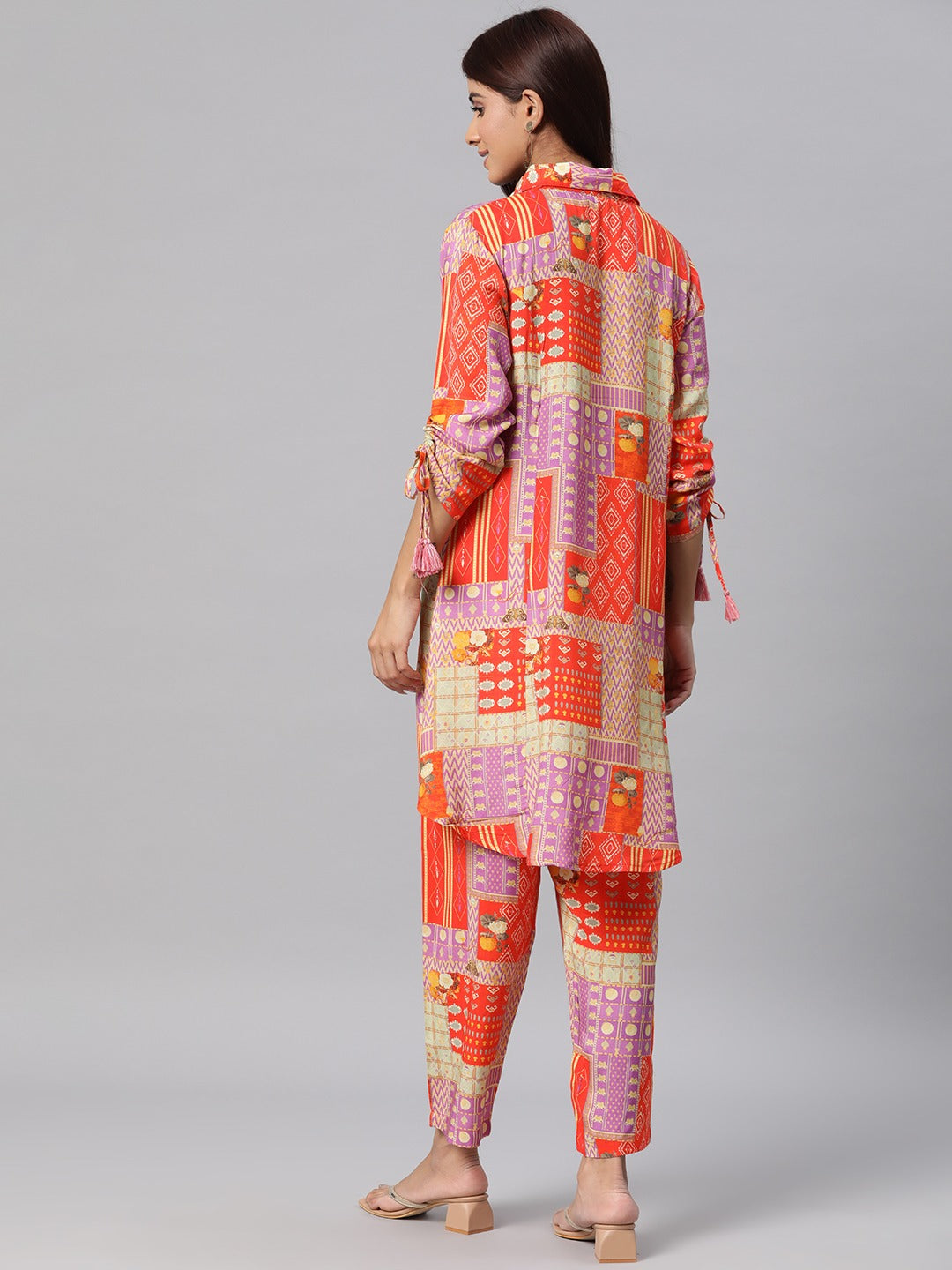 Printed Kurta With Palazzo (Orange)