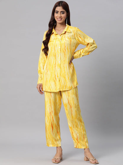 Tie And Dye Shirt & Trouser (Yellow)