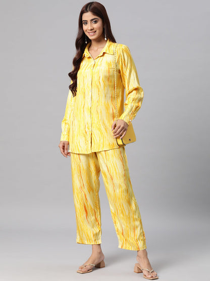 Tie And Dye Shirt & Trouser (Yellow)