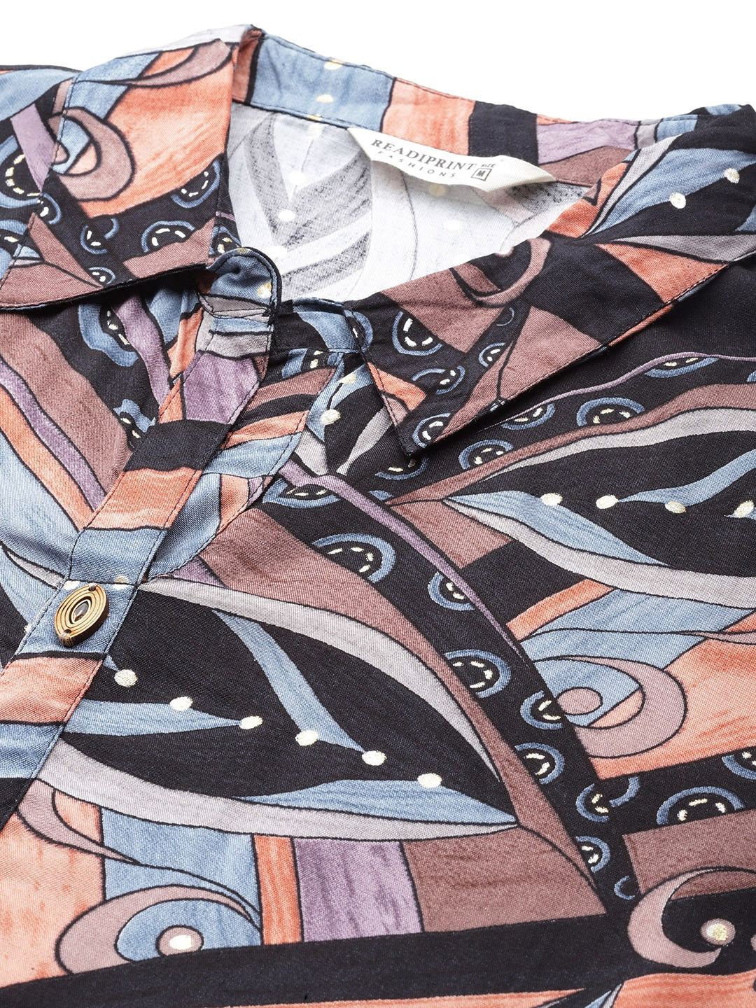 Shirt Style Silk Fabric Black Color Printed Kurta And Bottom