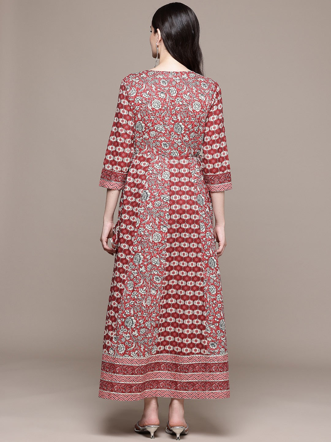Anarkali Style Cotton Fabric Maroon Color Maxi Dress