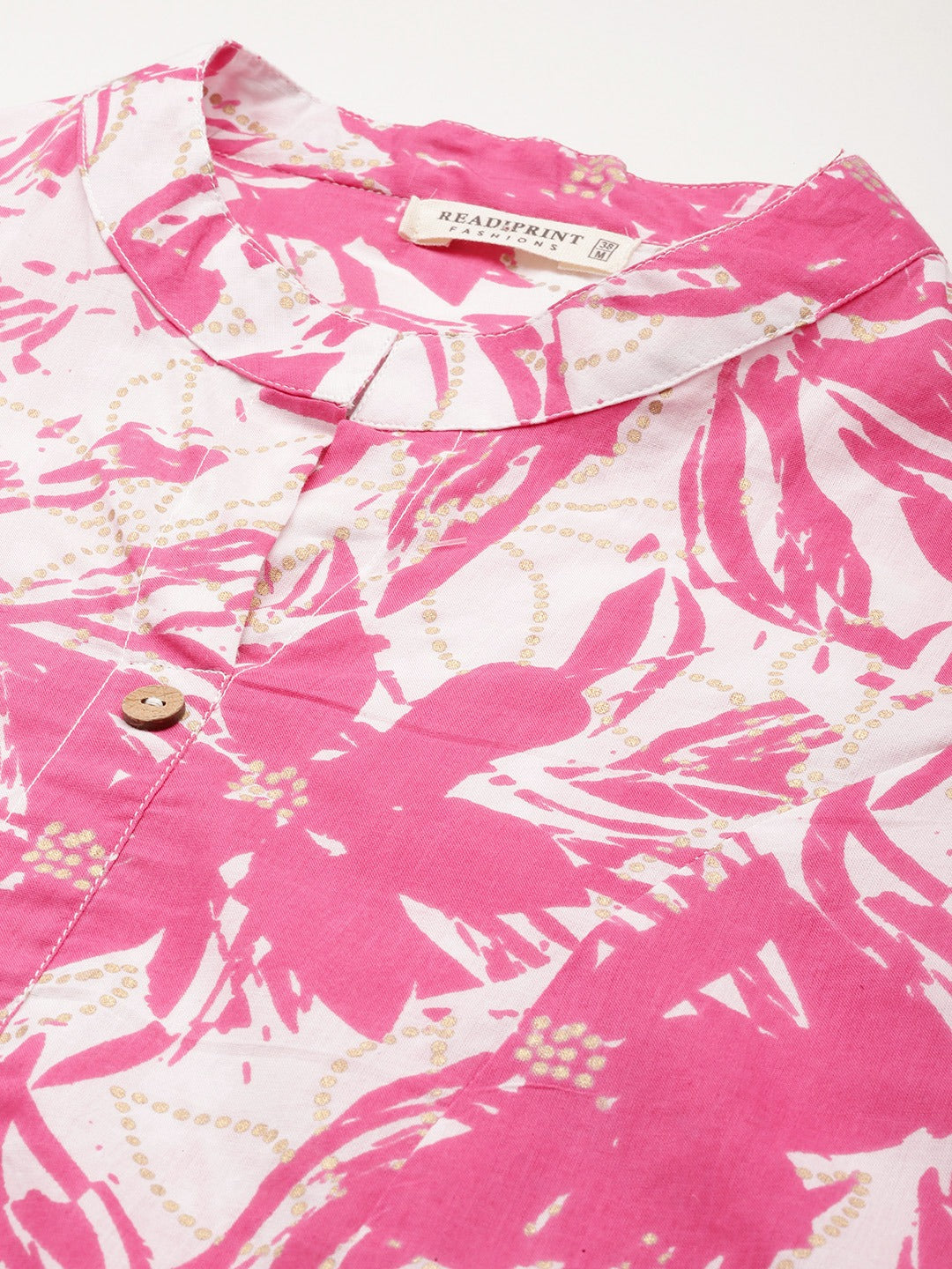 A Line Style Cotton Fabric Pink Color Kurta With Bottom