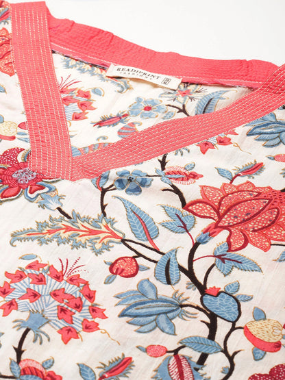 Straight Style Cotton Fabric Peach Color Kurta With Bottom