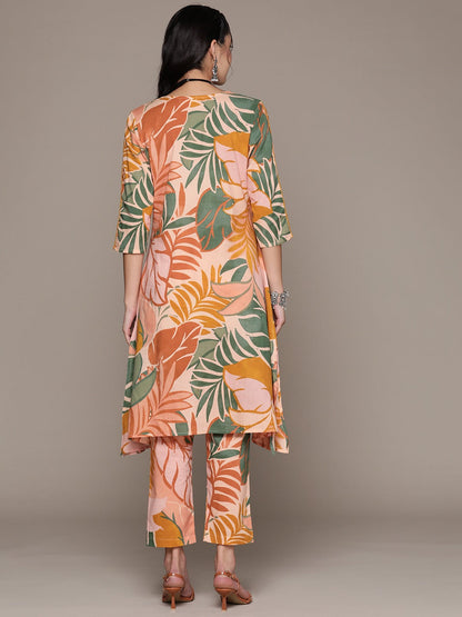 A Line Style Cotton Fabric Brown Color Kurta With Bottom