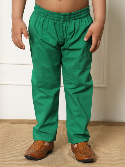 Boys Straight style Kota doria fabric Green color kurta and Pajama