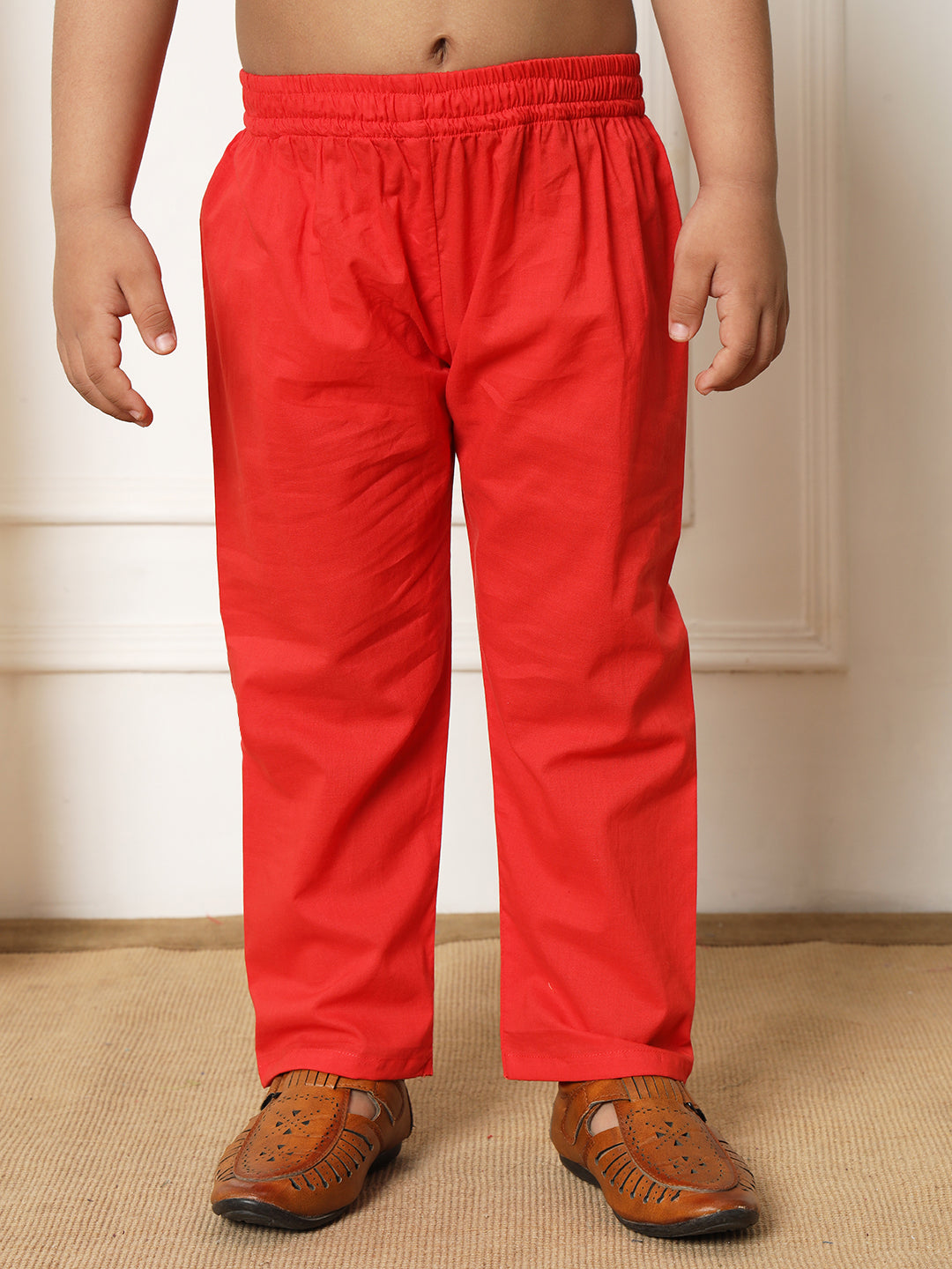 Boys Straight style Kota doria fabric Red color kurta and Pajama