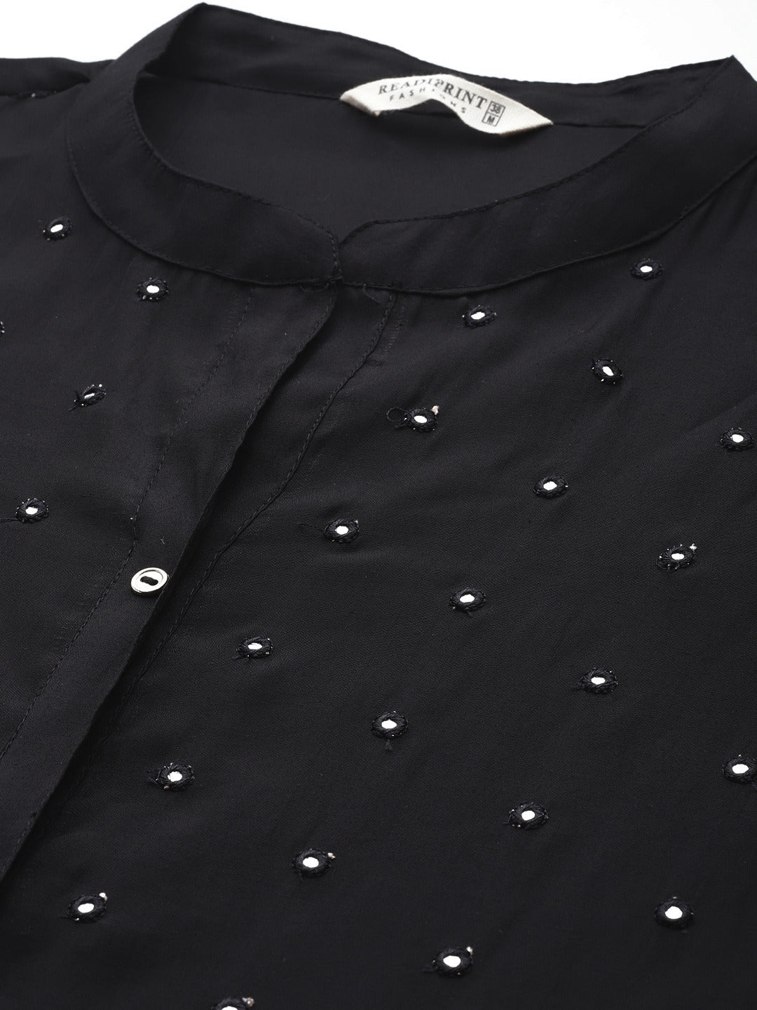 Straight Style Silk Fabric Black Color Kurta And Bottom