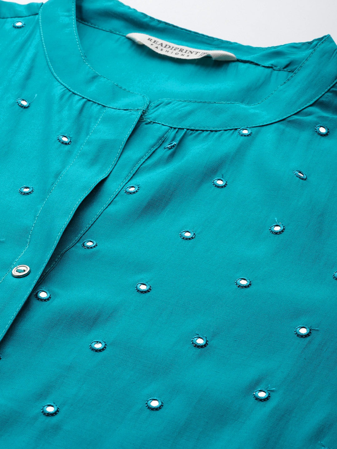 Straight Style Silk Fabric Blue Color Kurta And Bottom
