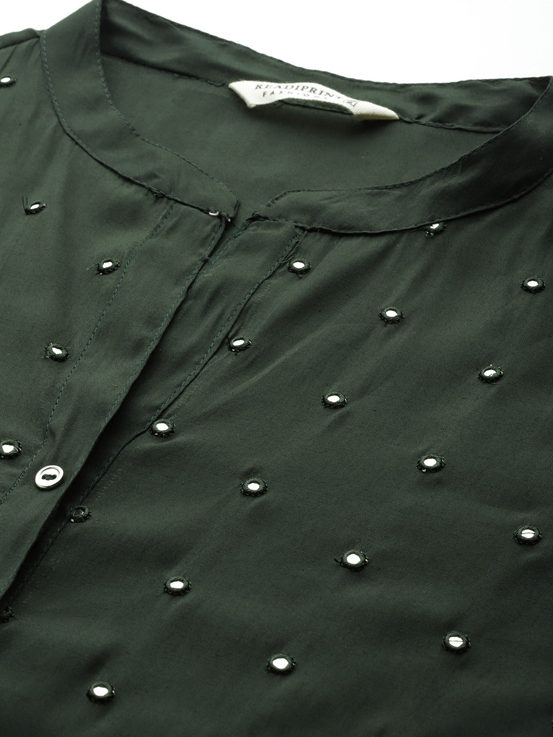 Straight Style Silk Fabric Green Color Kurta And Bottom