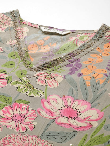 Straight style Cotton fabric Olive color kurta with Bottom and Dupatta